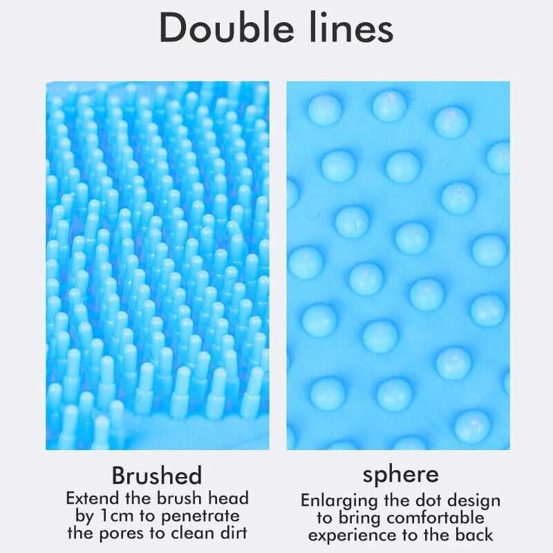 Silicone Bath Towel Rub Body Brush Shower Pull Back Strip Scrubber Exfoliating
