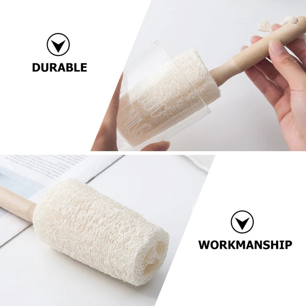2Pcs Natural Loofah Bath Brush for Skin Care and Back Scrubbing