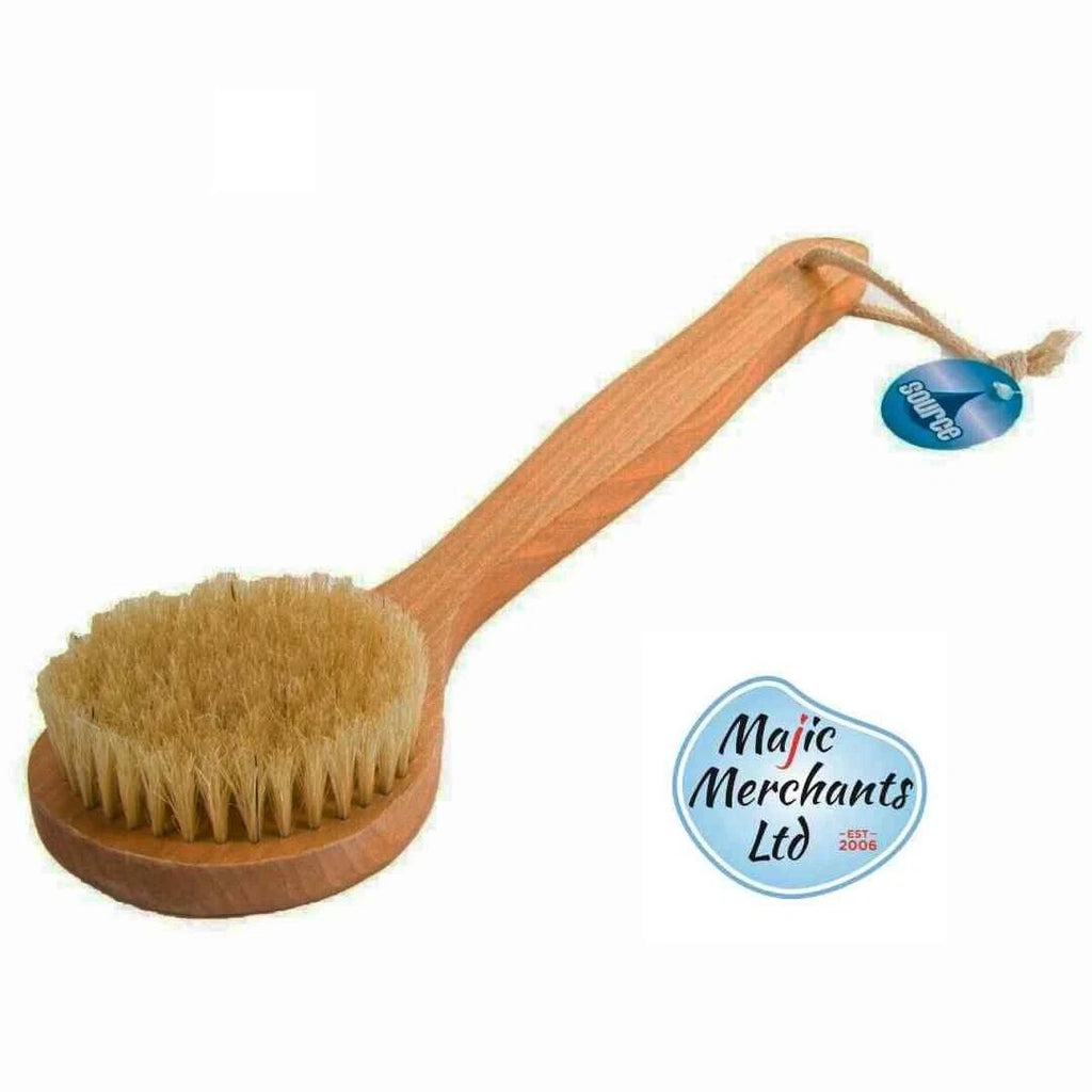 Long Handle Bath Shower Brush Natural Bristle Back Scrubber for Hard-to-Reach