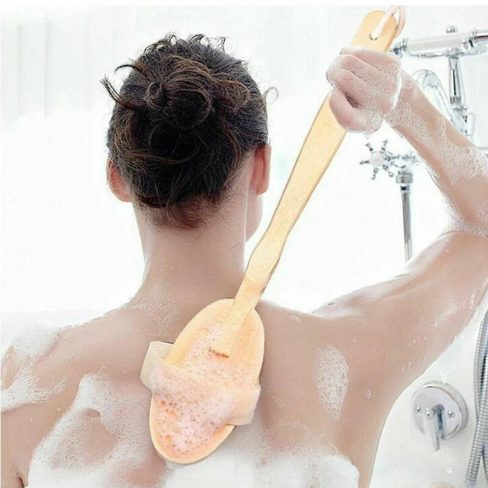Premium Natural Bristle Bath Shower Body Back Cleaning Tool Spa Scrubber Brush