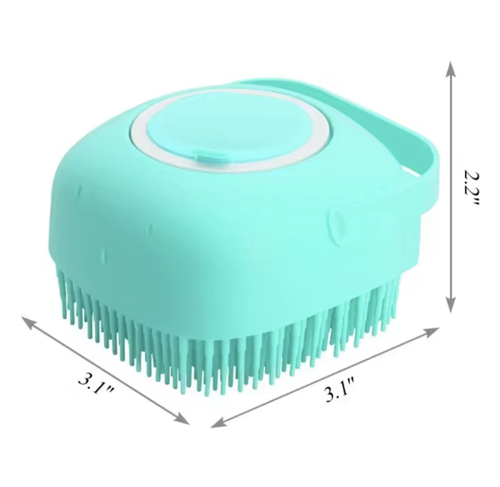 Silicone Pet Brush Massage Bath Brush for Dogs Cat Scrubber Shampoo Dispenser UK