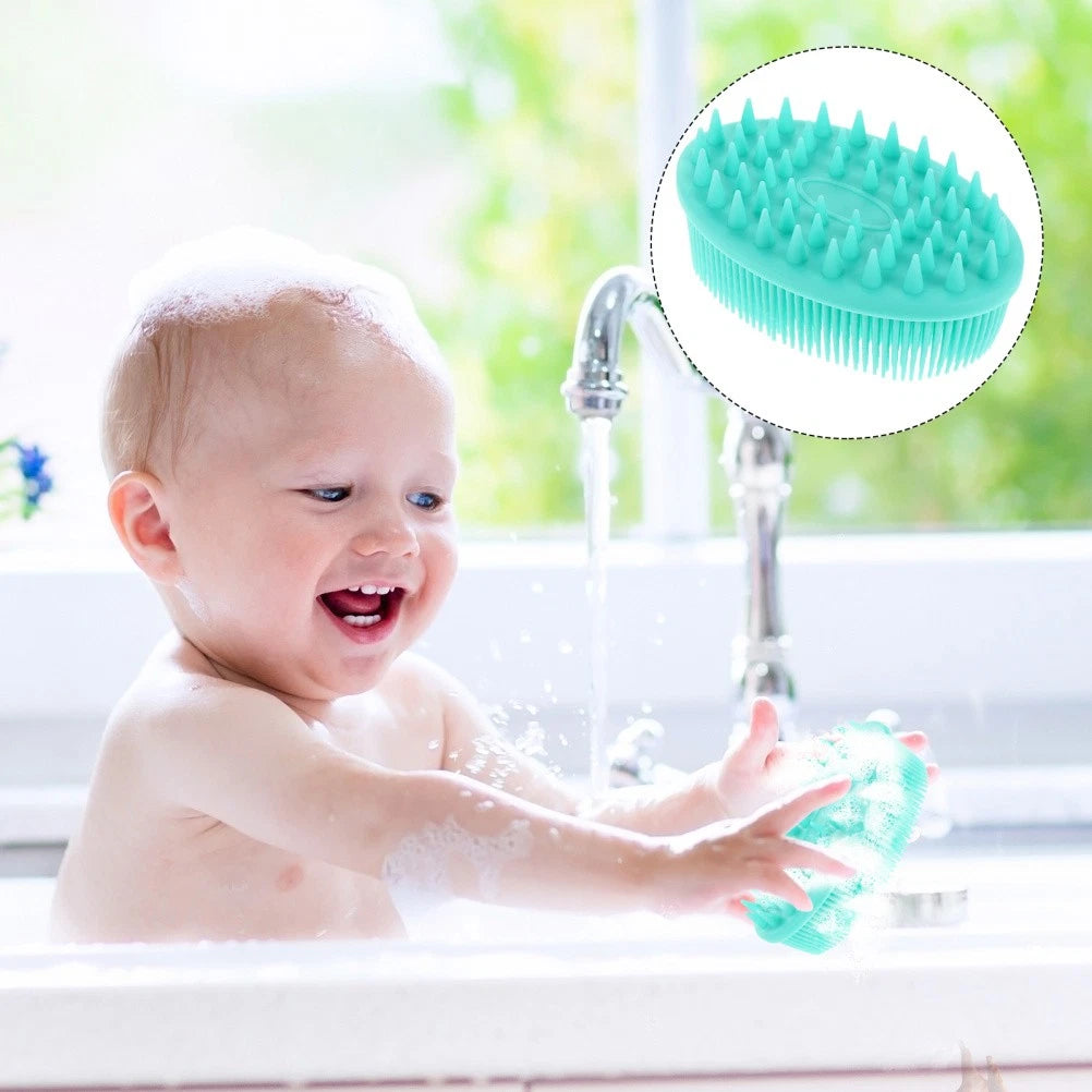 Silicone Baby Bath Hair Brush Infant Massage Exfoliation Shower Brush Scrubber