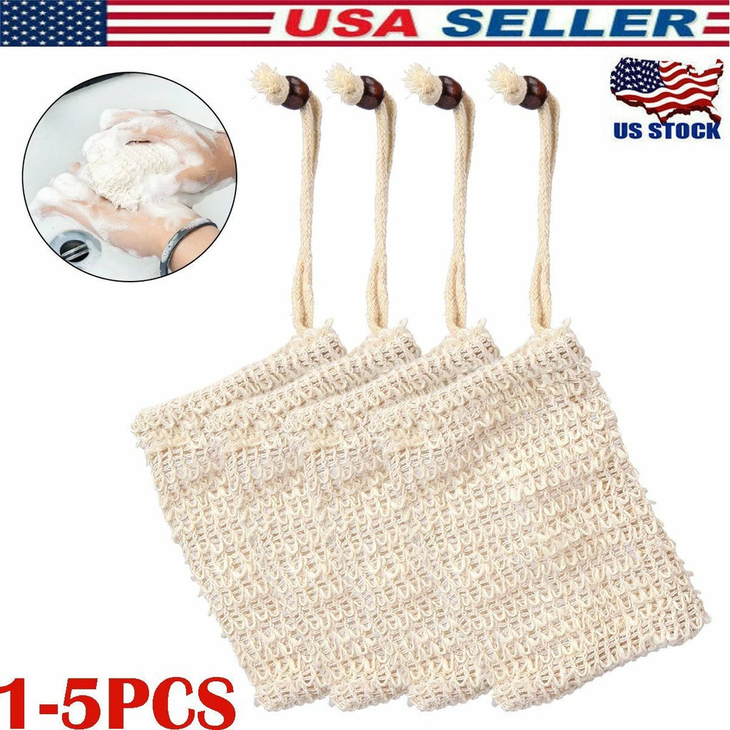 1-5 Pack Faux Sisal Soap Bag Exfoliating Soap Saver Pouch Holder US