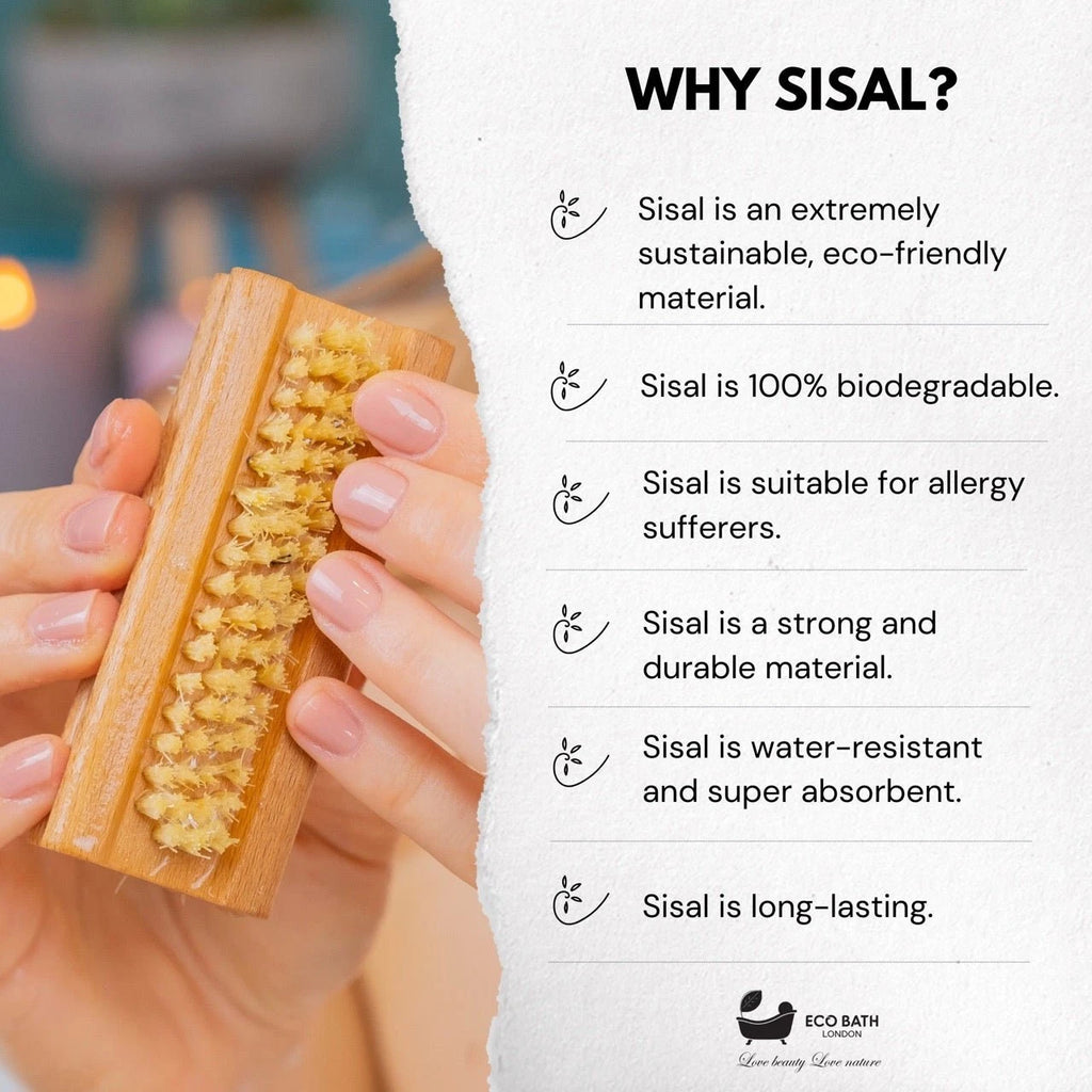 Eco Bath Natural Sisal Nail Brush Collection - Available in Beech Wood, Walnut W