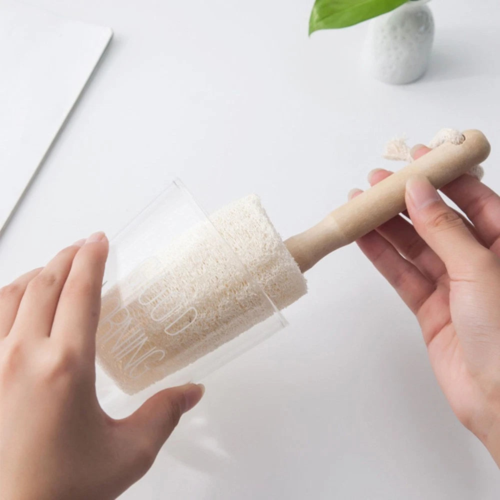2Pcs Natural Loofah Bath Brush for Skin Care and Back Scrubbing