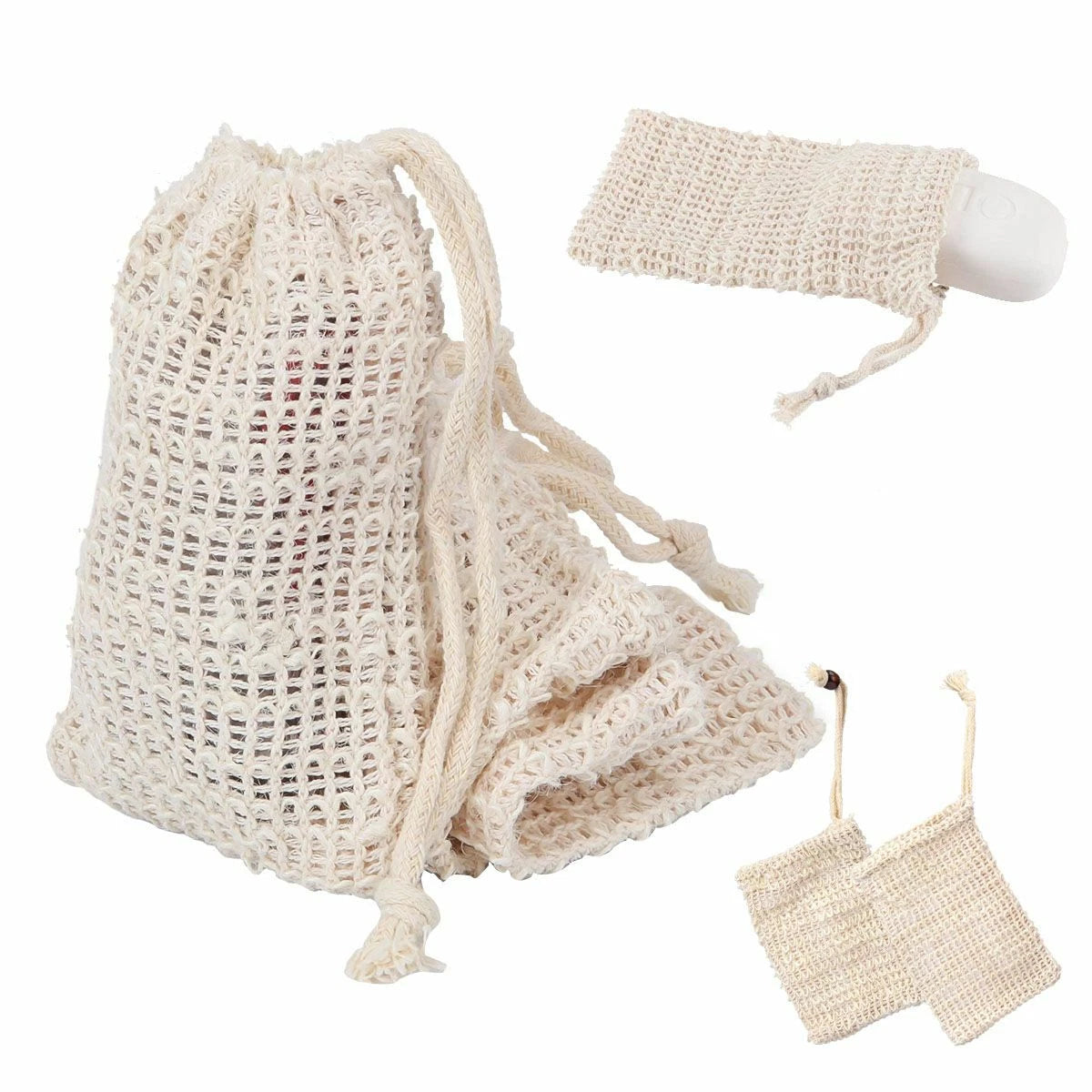 1-5 Pack Faux Sisal Soap Bag Exfoliating Soap Saver Pouch Holder US