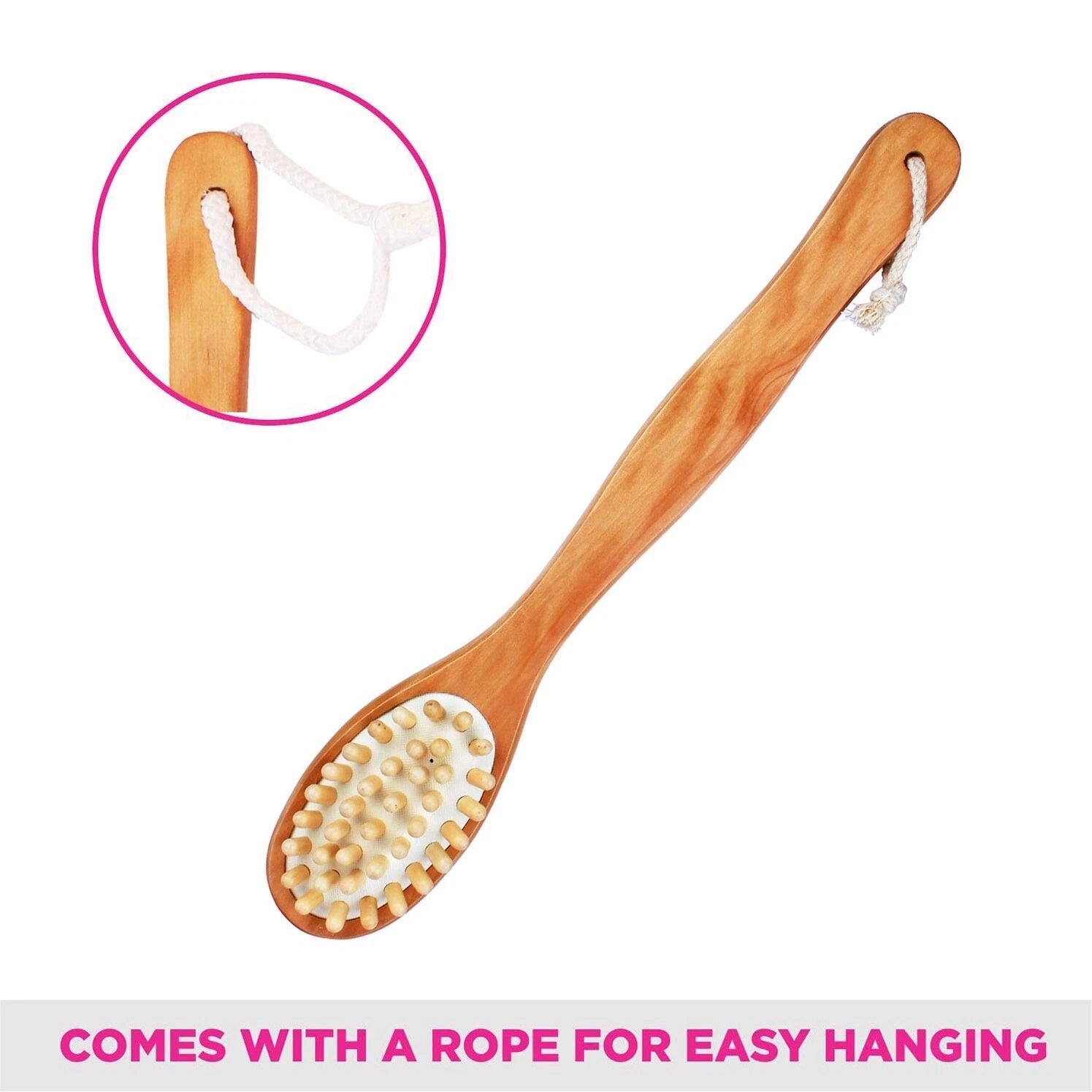 Wooden Handle Bristle Bath Brush, Cellulite Body Scrub Brush, Wooden Bath Brush