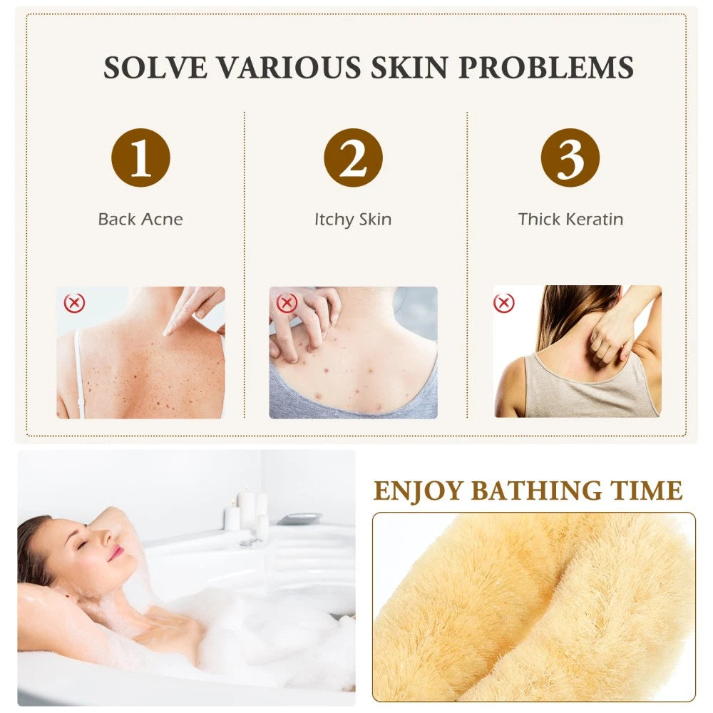 Sisal Shower Brush Body Exfoliator Scrubber Back with Handle Handheld Bath