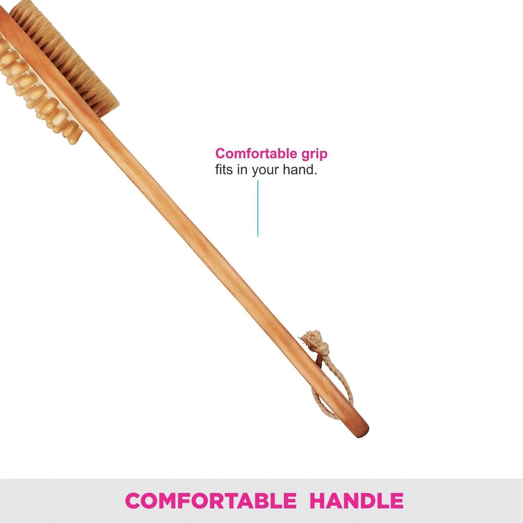 Wooden Handle Bristle Bath Brush, Cellulite Body Scrub Brush, Wooden Bath Brush