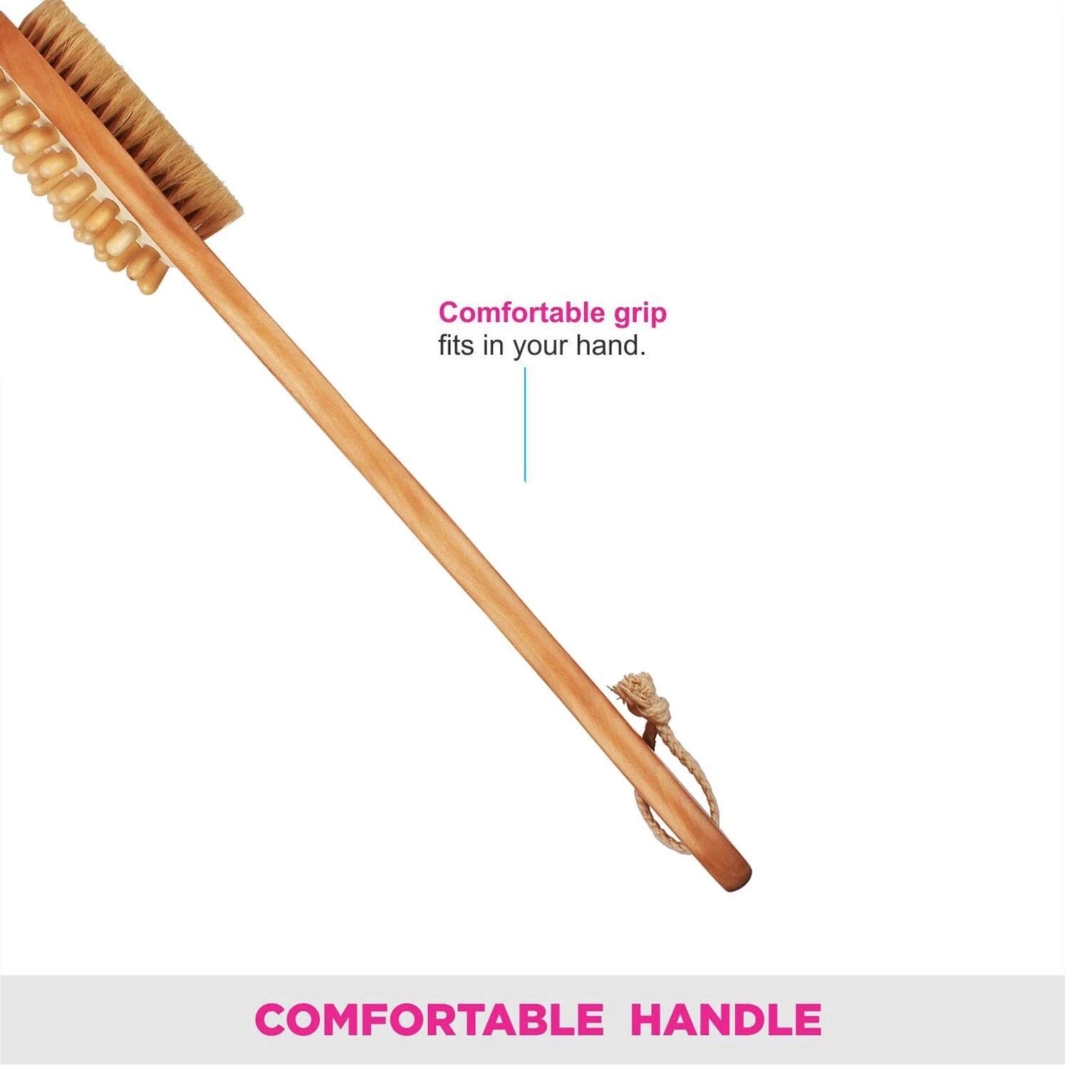 Wooden Handle Bristle Bath Brush, Cellulite Body Scrub Brush, Wooden Bath Brush