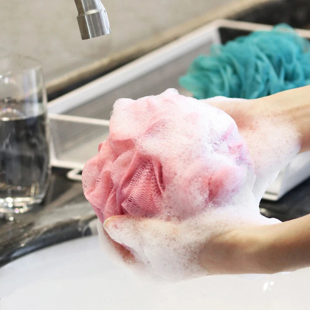 FRCOLOR 5pcs Bath Shower Balls Pouf Loofah Full Lather Exfoliating Mesh Brush