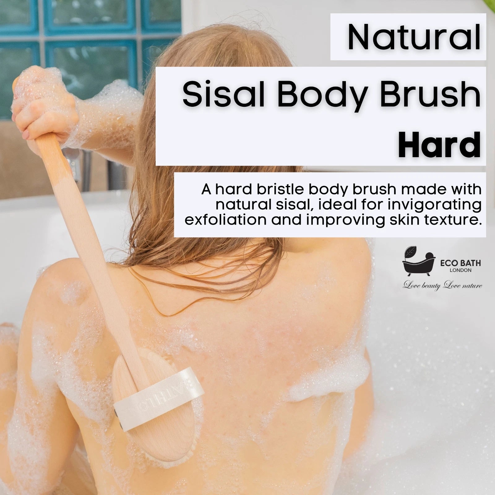 Eco Bath London Natural Hard Sisal Body Brush with Detachable Handle