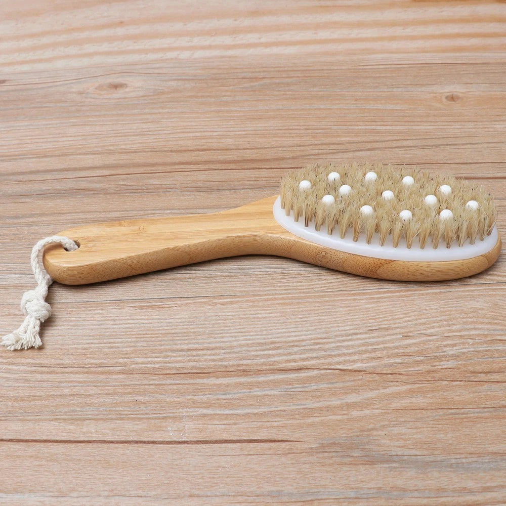 Long Bathing Shower Brush with Handle Portable Body Exfoliating Shower Beads