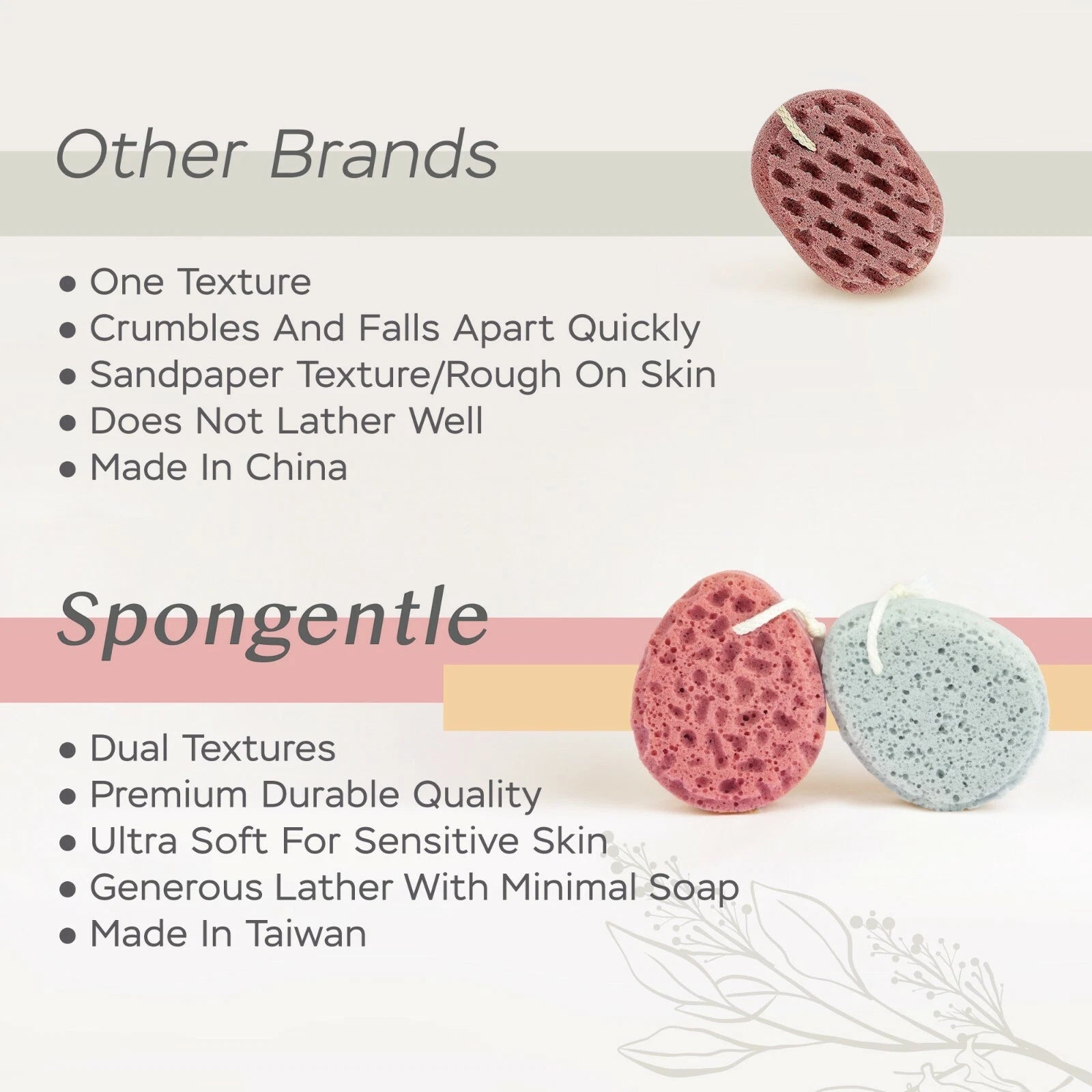 Spongentle Ultra Soft Body Loofah Sponge 2 Pack for Bath and Shower