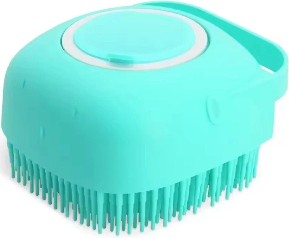 Silicone Pet Brush Massage Bath Brush for Dogs Cat Scrubber Shampoo Dispenser UK