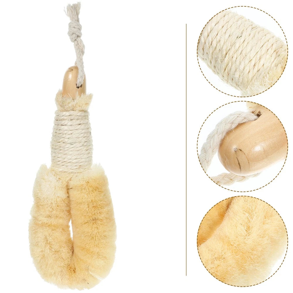 Sisal Shower Brush Body Exfoliator Scrubber Back with Handle Handheld Bath