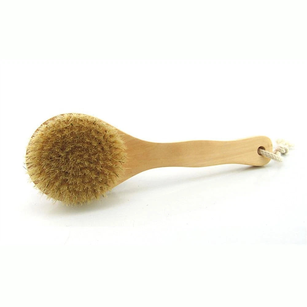 Short Handle Body Brush Wooden Bath Brush for Shoulder Back Dry Brushing