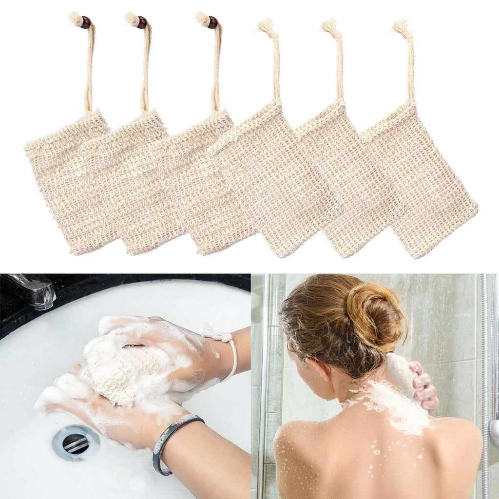 10/20x Natural Sisal Soap Bag Soap Saver Net Mesh Exfoliator Foaming Pouch Soft