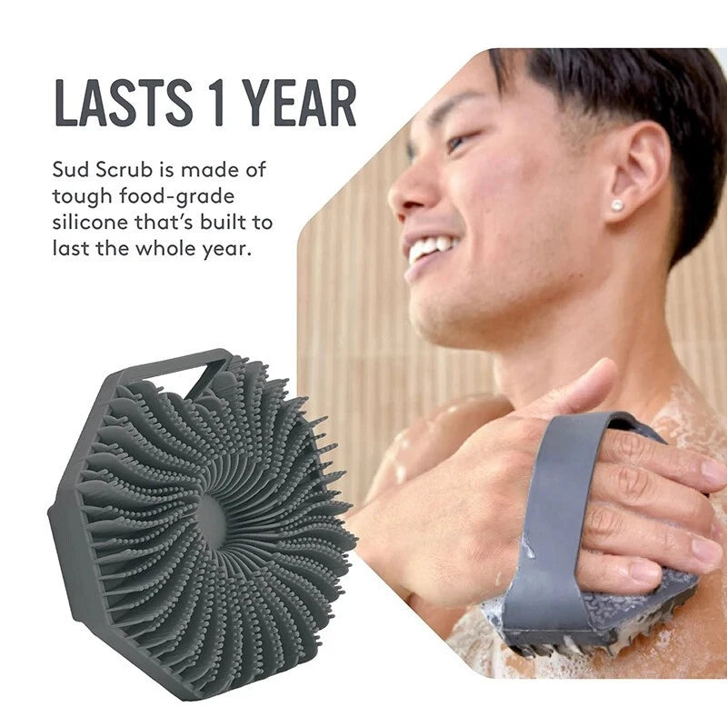 2 in 1 Silicone Body Shower Scrubber Wash Exfoliator Brush Scalp Massager US
