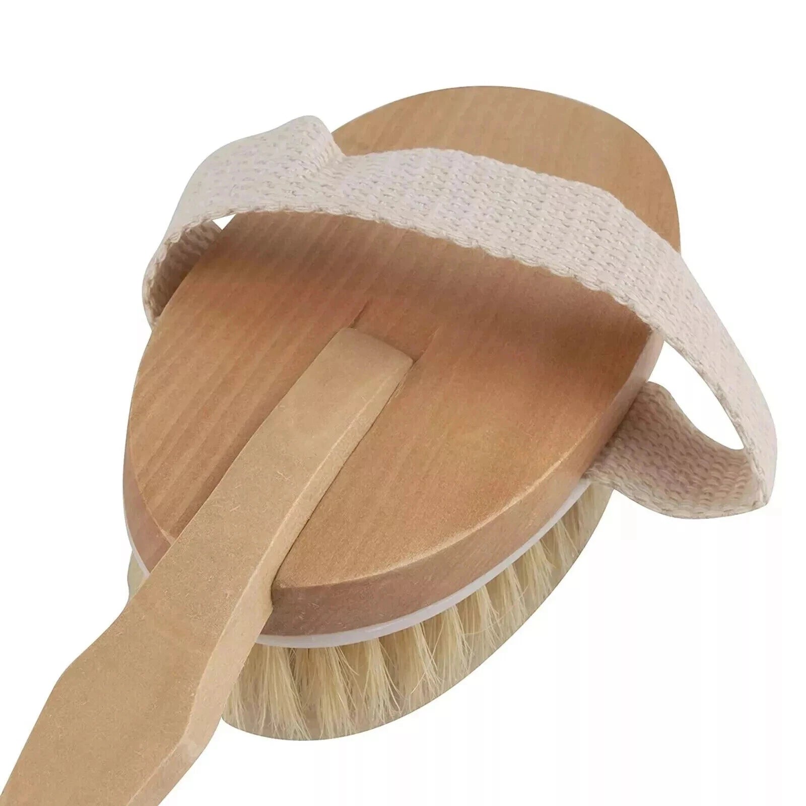 15.7" Long Handle Bath Brush Natural Bristles Body Back Shower Washing Scrubber