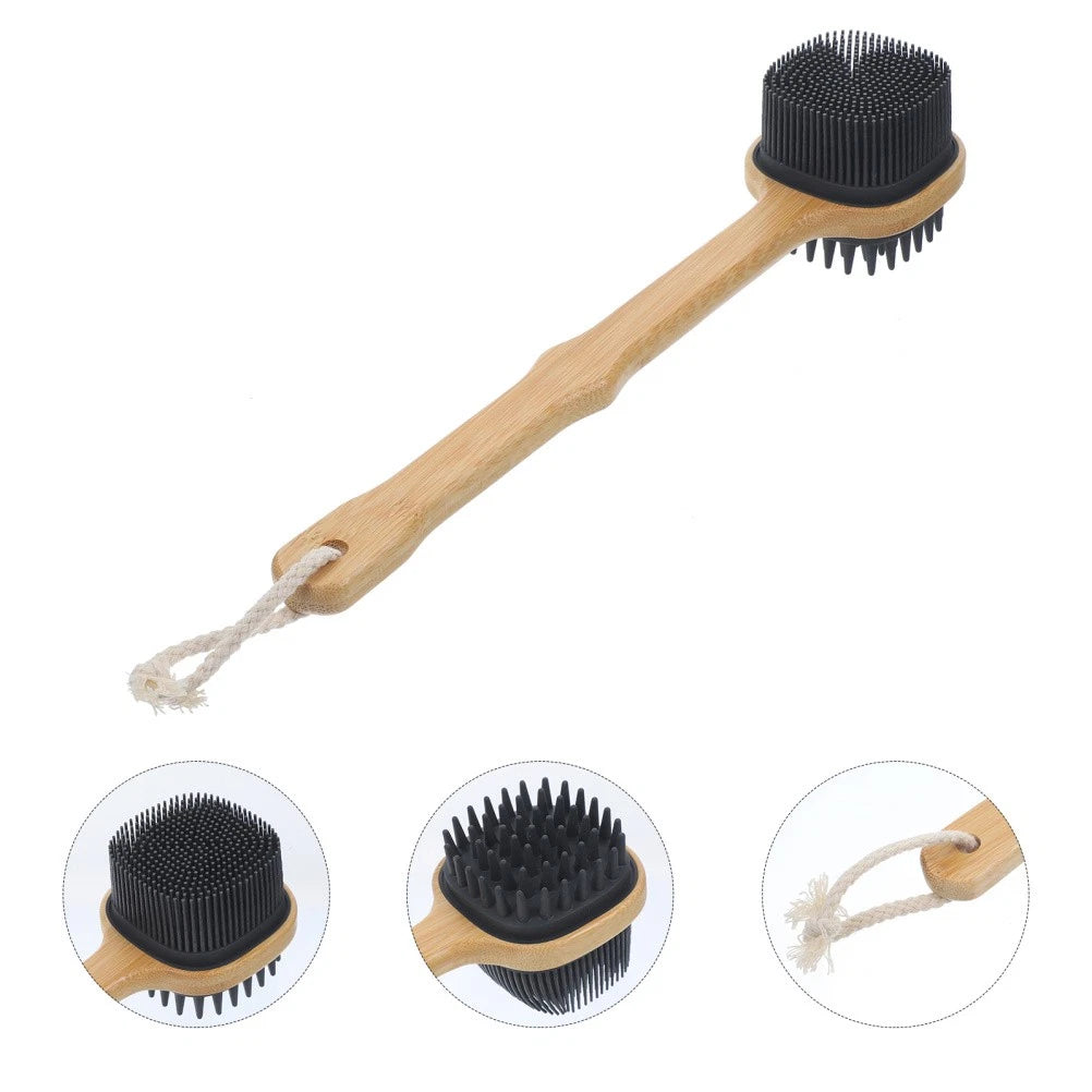 Bath Brush Elderly Exfoliating Back Scrubber Silicone Body with Handle