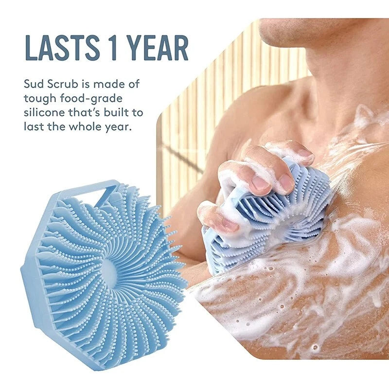 2 in 1 Silicone Body Shower Scrubber Wash Exfoliator Brush Scalp Massager US