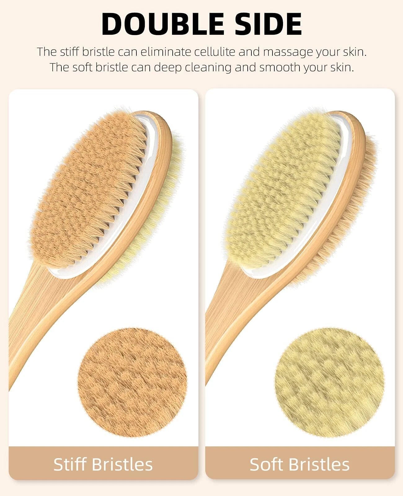 Back Scrubber for Shower, Long Handle Dual-Sided Shower Brush with Soft