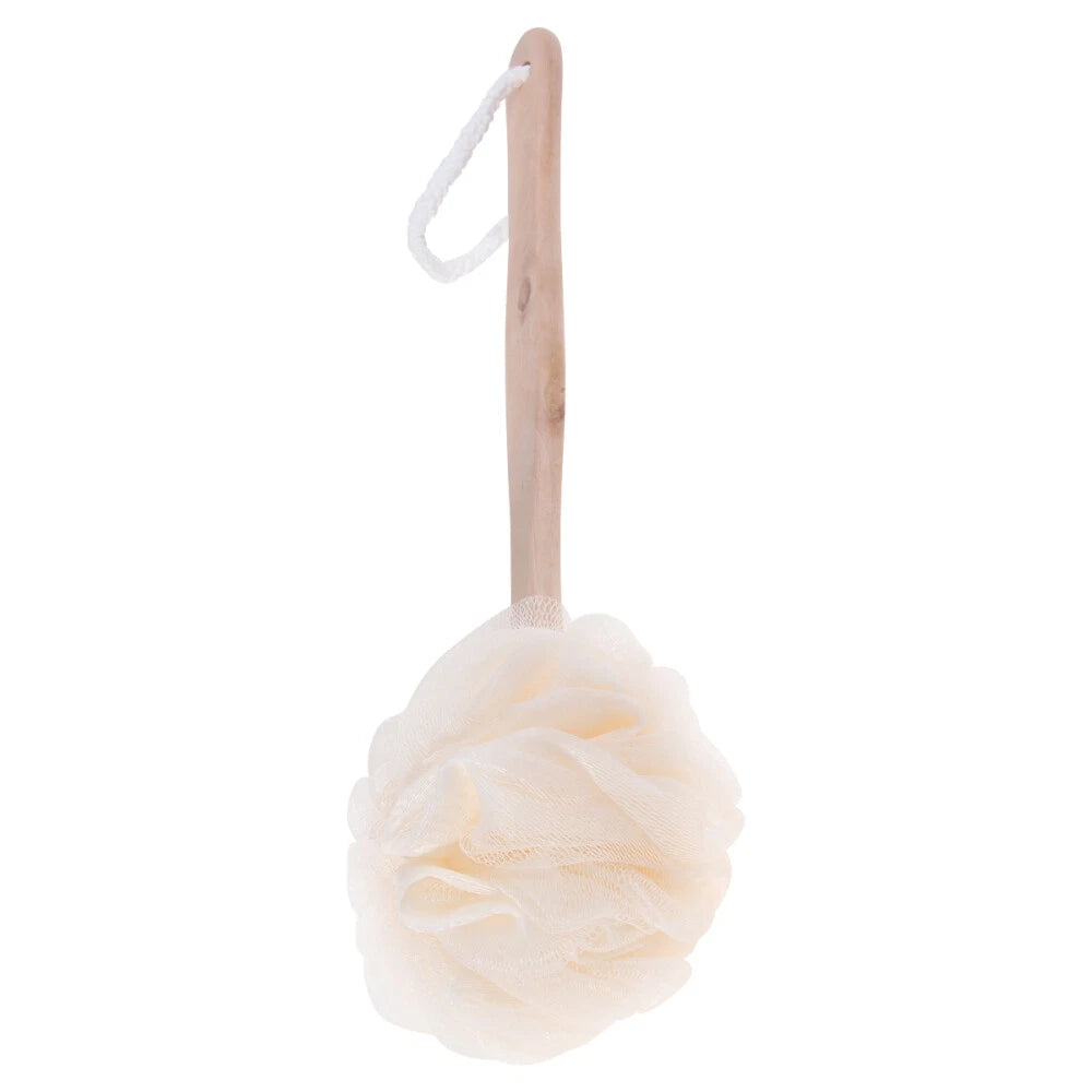 Back Wash Loofah Sponge Stick Bum Scrubber for Shower Mesh Bath Brush Pouf Man