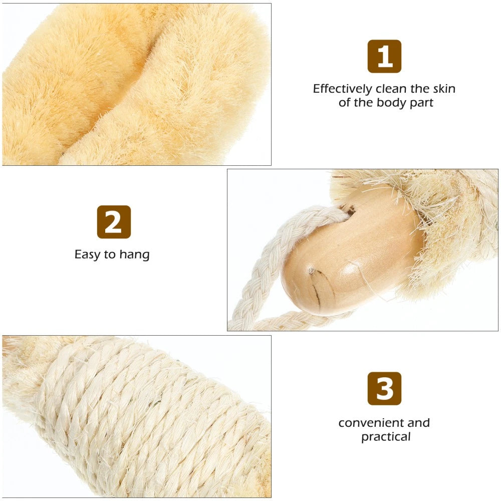 Sisal Shower Brush Body Exfoliator Scrubber Back with Handle Handheld Bath