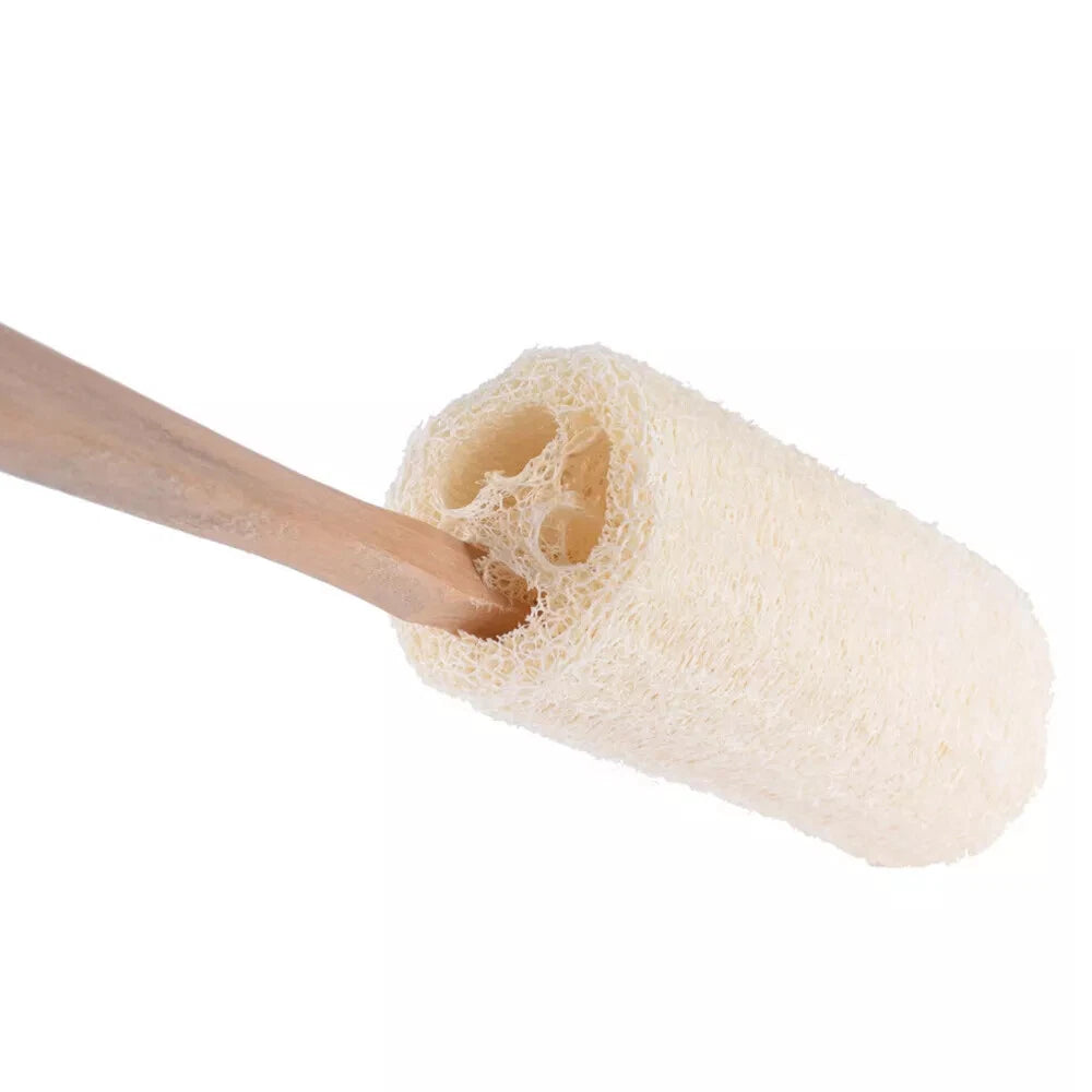 2/4Pcs Wood Loofah Back Scrubber Brush Bath Body Exfoliating Long Handle Massage