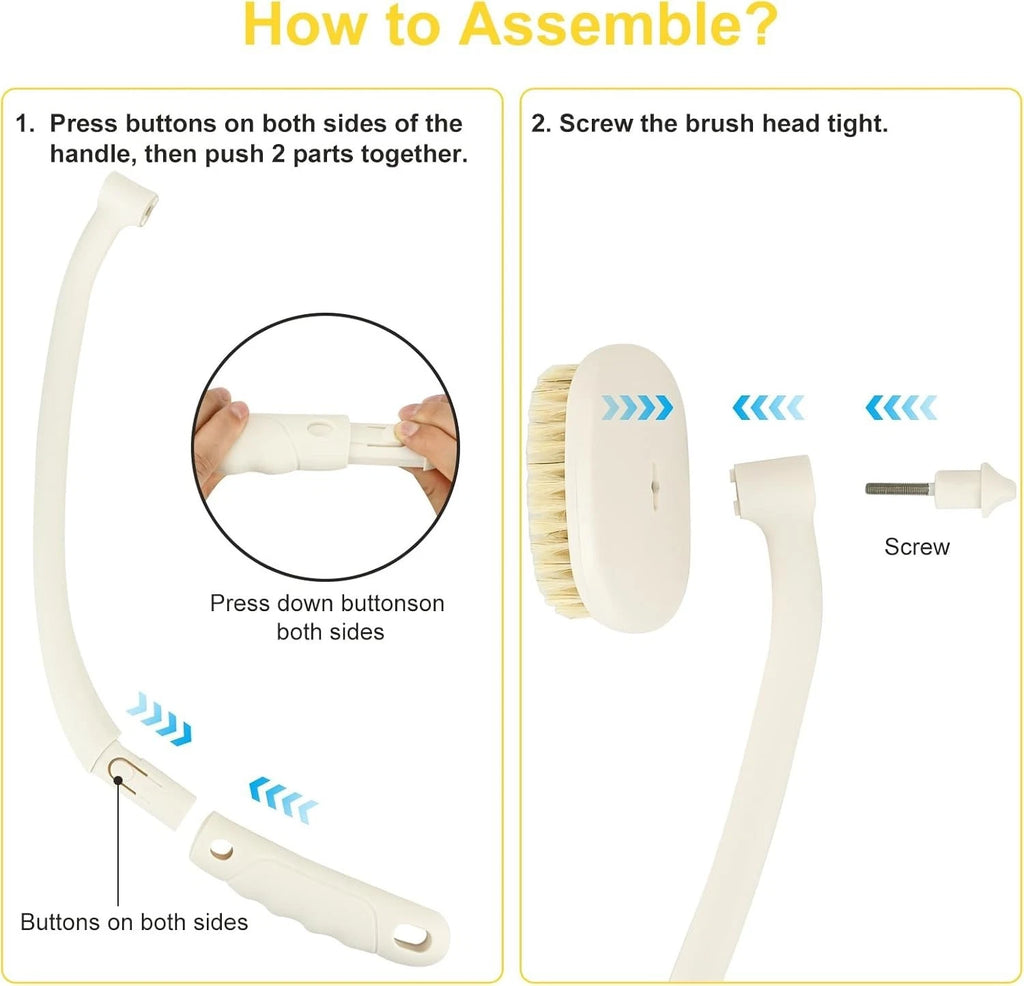 Back Scrubber Body Brush Extra Long Handle for Shower, 3 in 1 Bath Washer with &