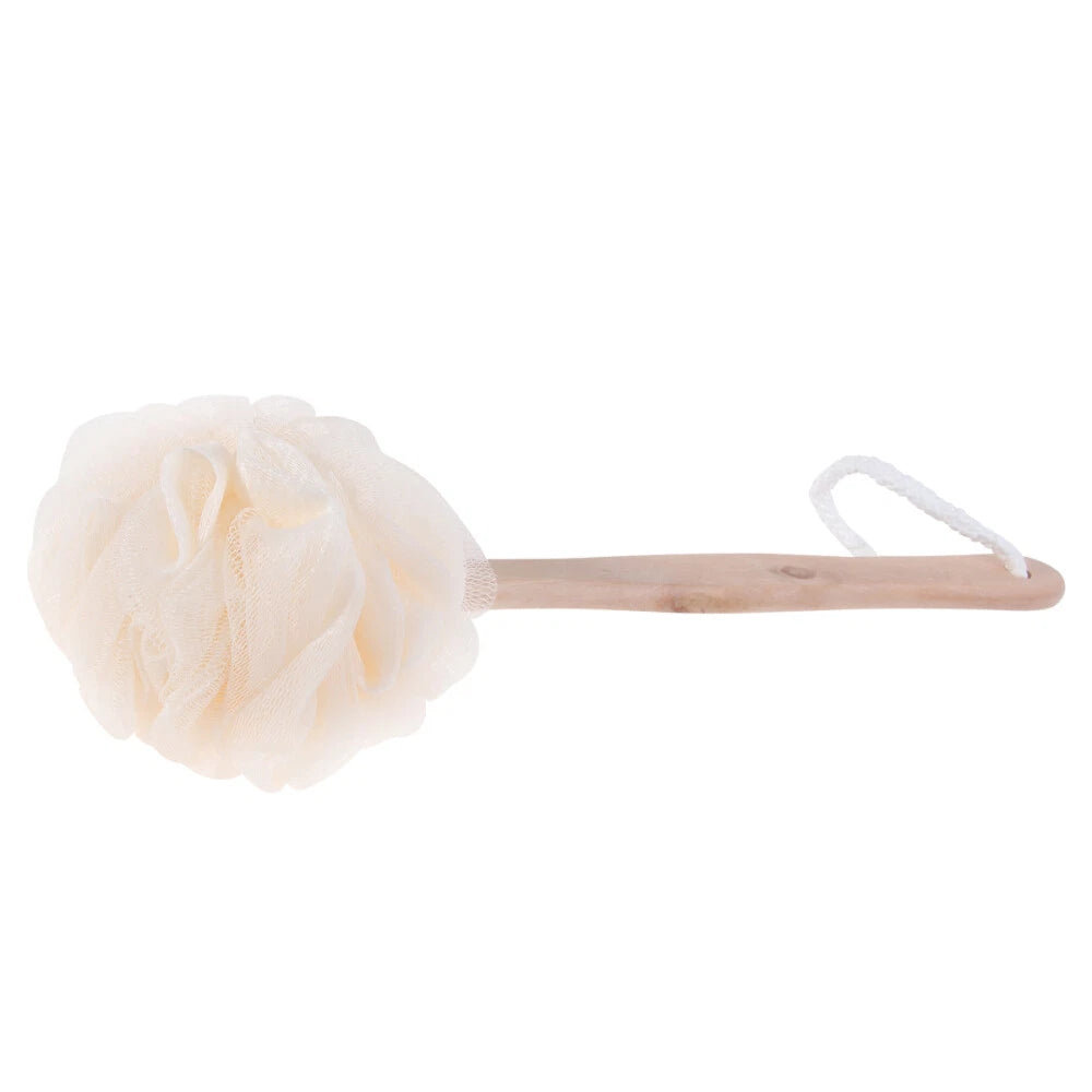 Back Wash Loofah Sponge Stick Bum Scrubber for Shower Mesh Bath Brush Pouf Man