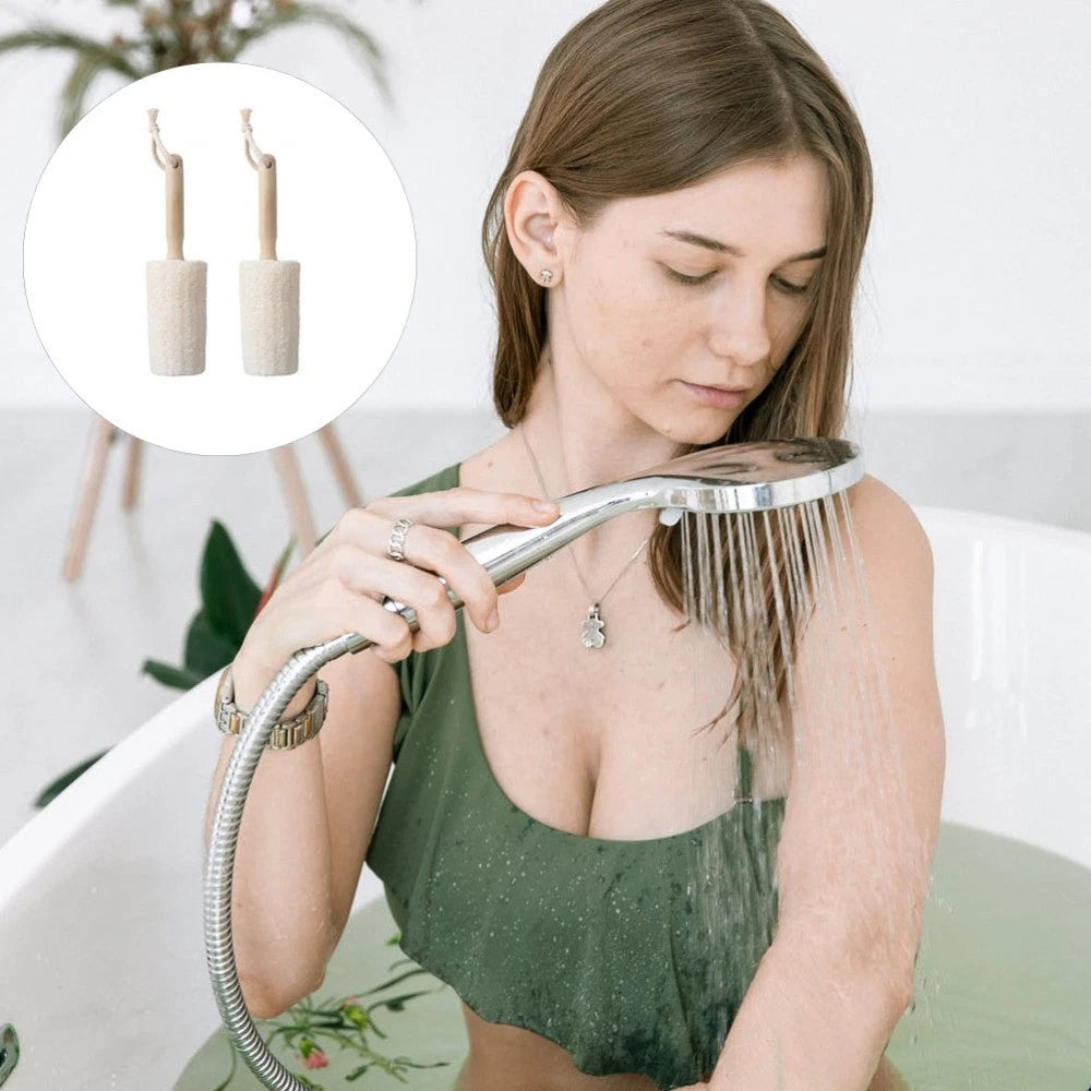 2Pcs Natural Loofah Bath Brush for Skin Care and Back Scrubbing