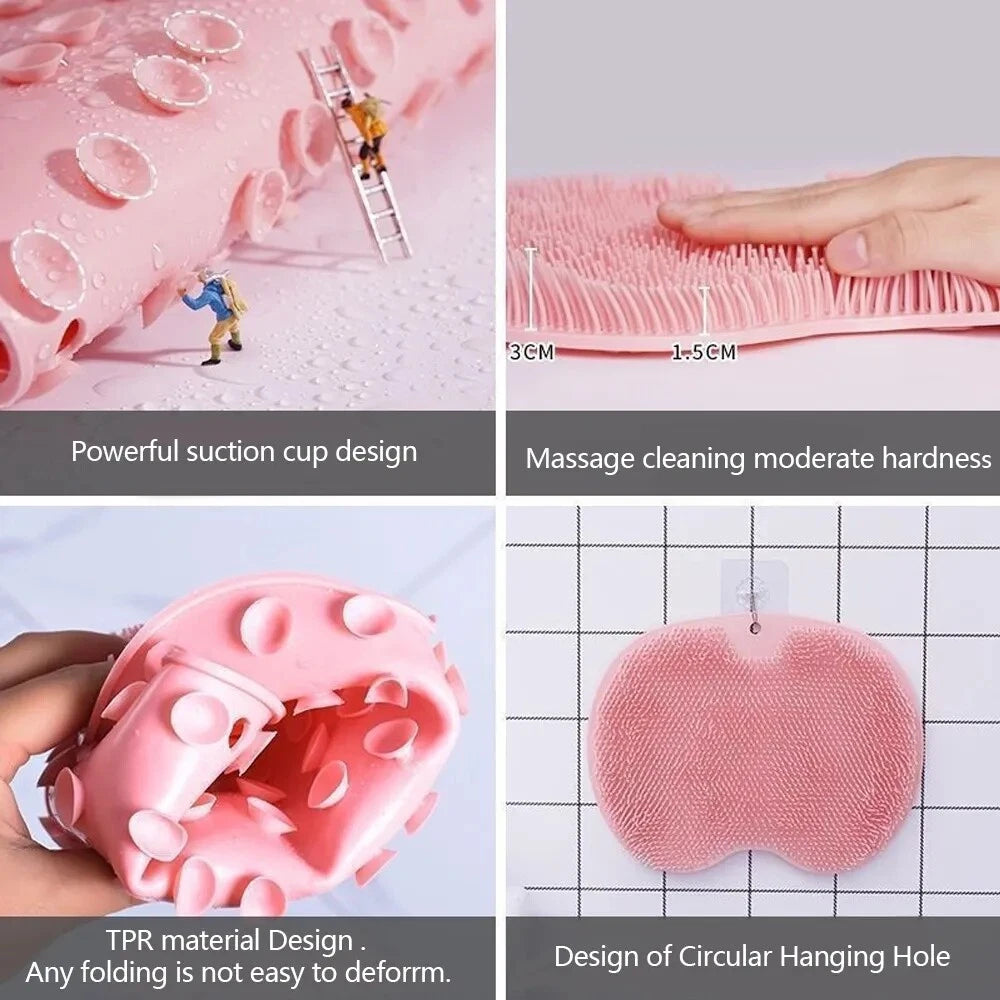 Shower Foot Back Scrubber Massage Pad Body Bath Soft Brush Mat Cleaning Bathroom