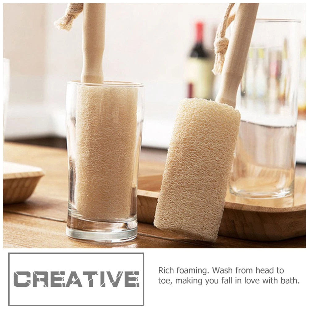 2Pcs Natural Loofah Bath Brush for Skin Care and Back Scrubbing