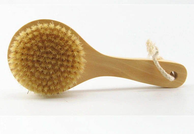 Body Back Skin  Bristle Short Handle Bath Brush Wooden Handle Shower  Scrubber
