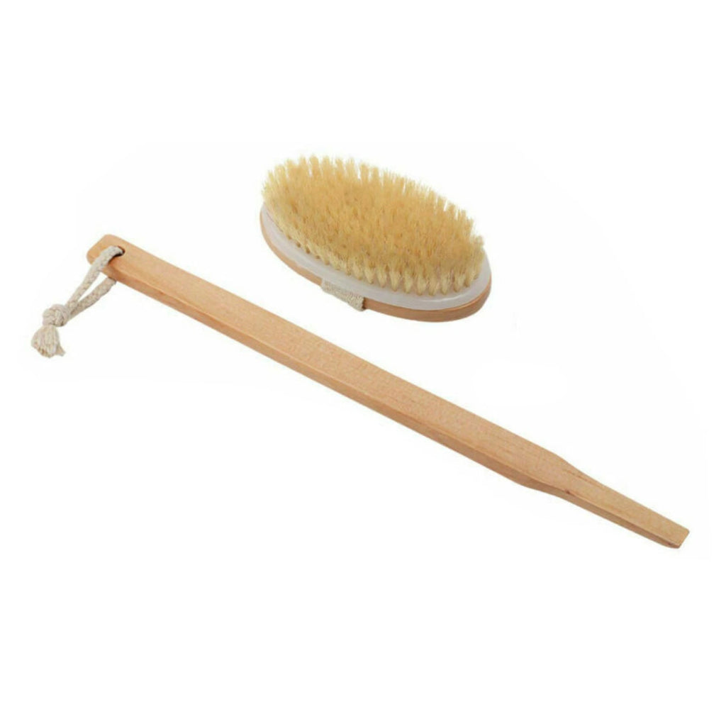 Premium Natural Bristle Bath Shower Body Back Cleaning Tool Spa Scrubber Brush