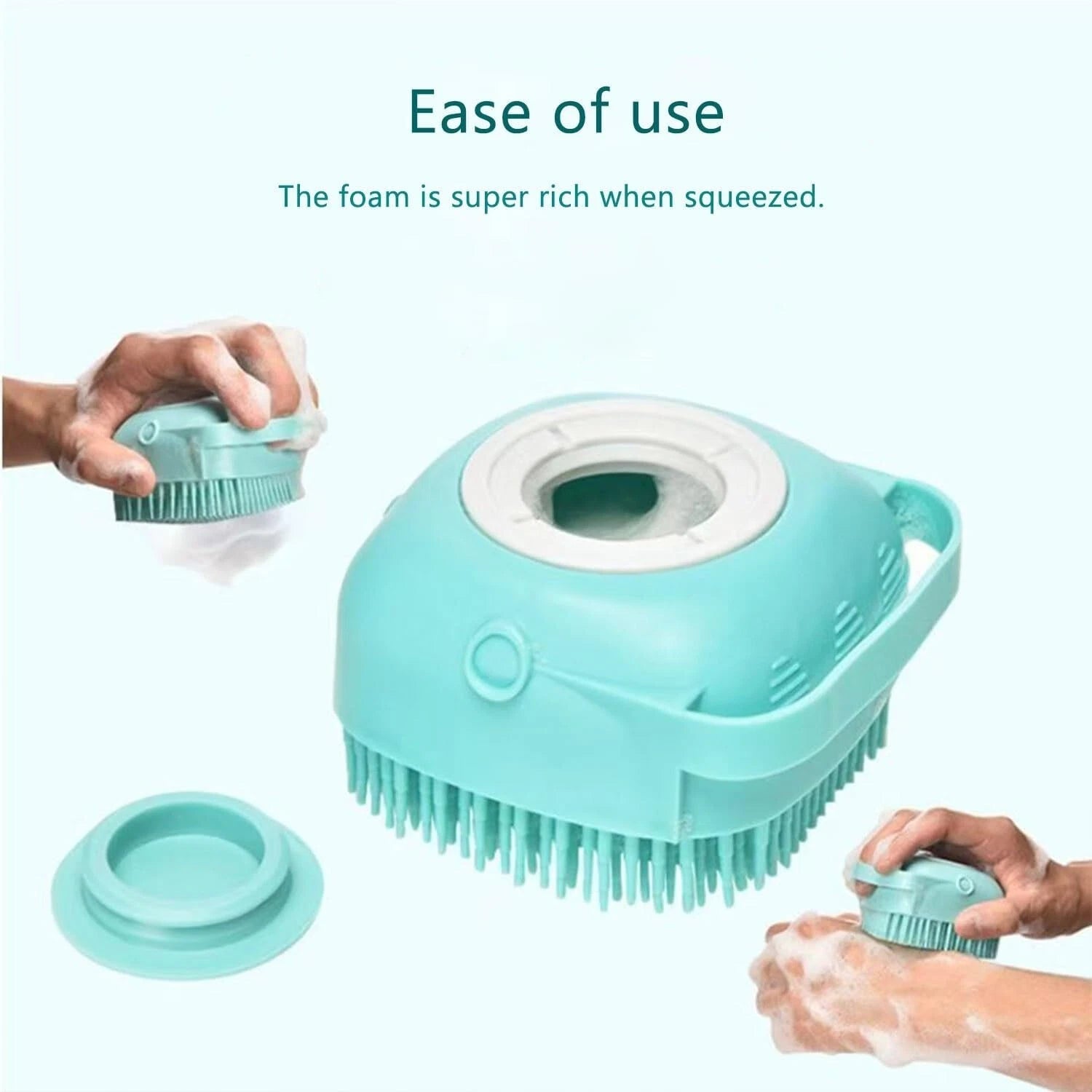 Dog Cat Bath Brush Scrubber with Shampoo or Soap Dispenser | Useful for Grooming
