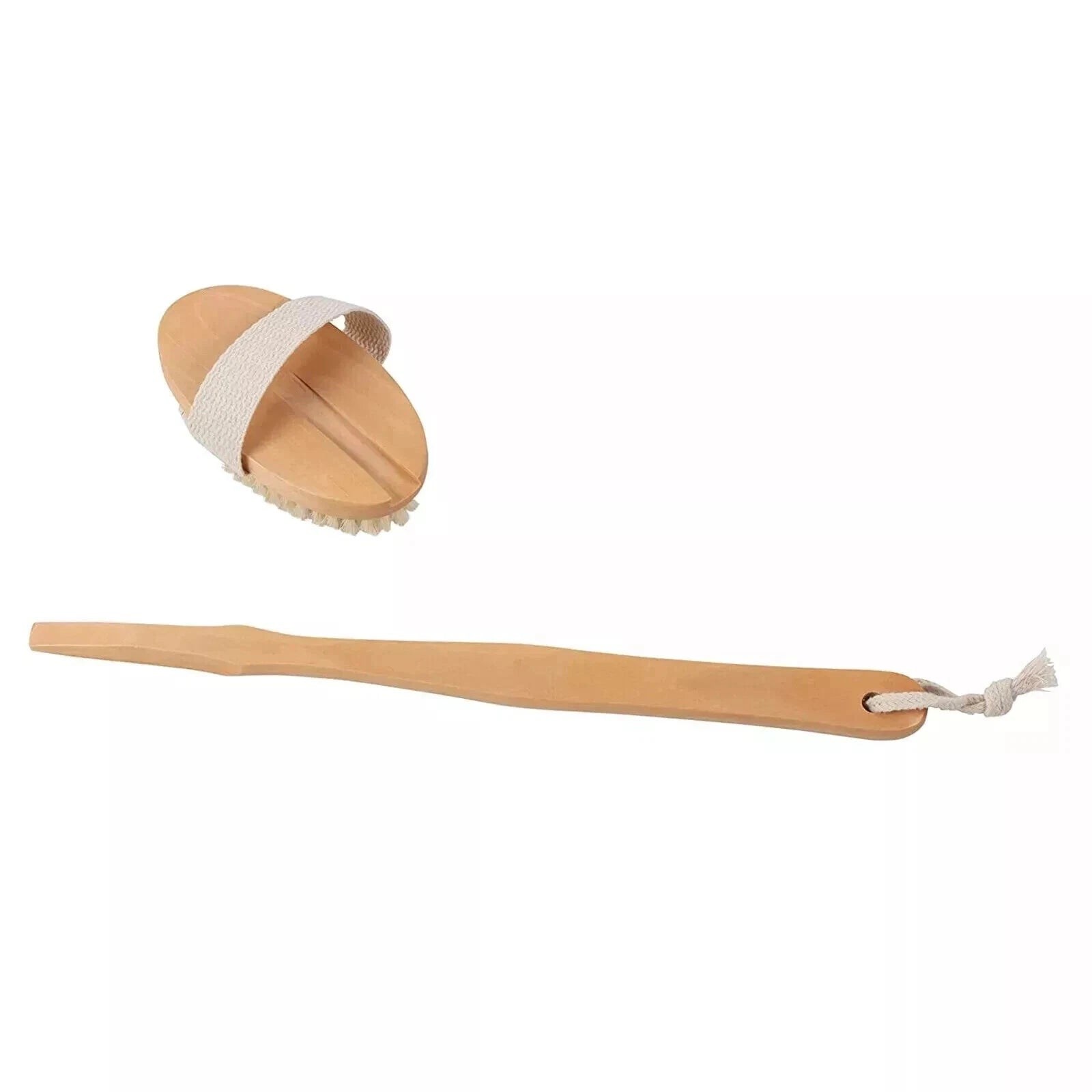 15.7" Long Handle Bath Brush Natural Bristles Body Back Shower Washing Scrubber