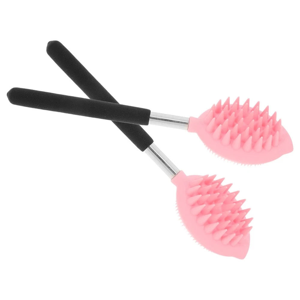2 Pcs Bath Brush Child Ergonomic Silicone Body Scrubber Exfoliating