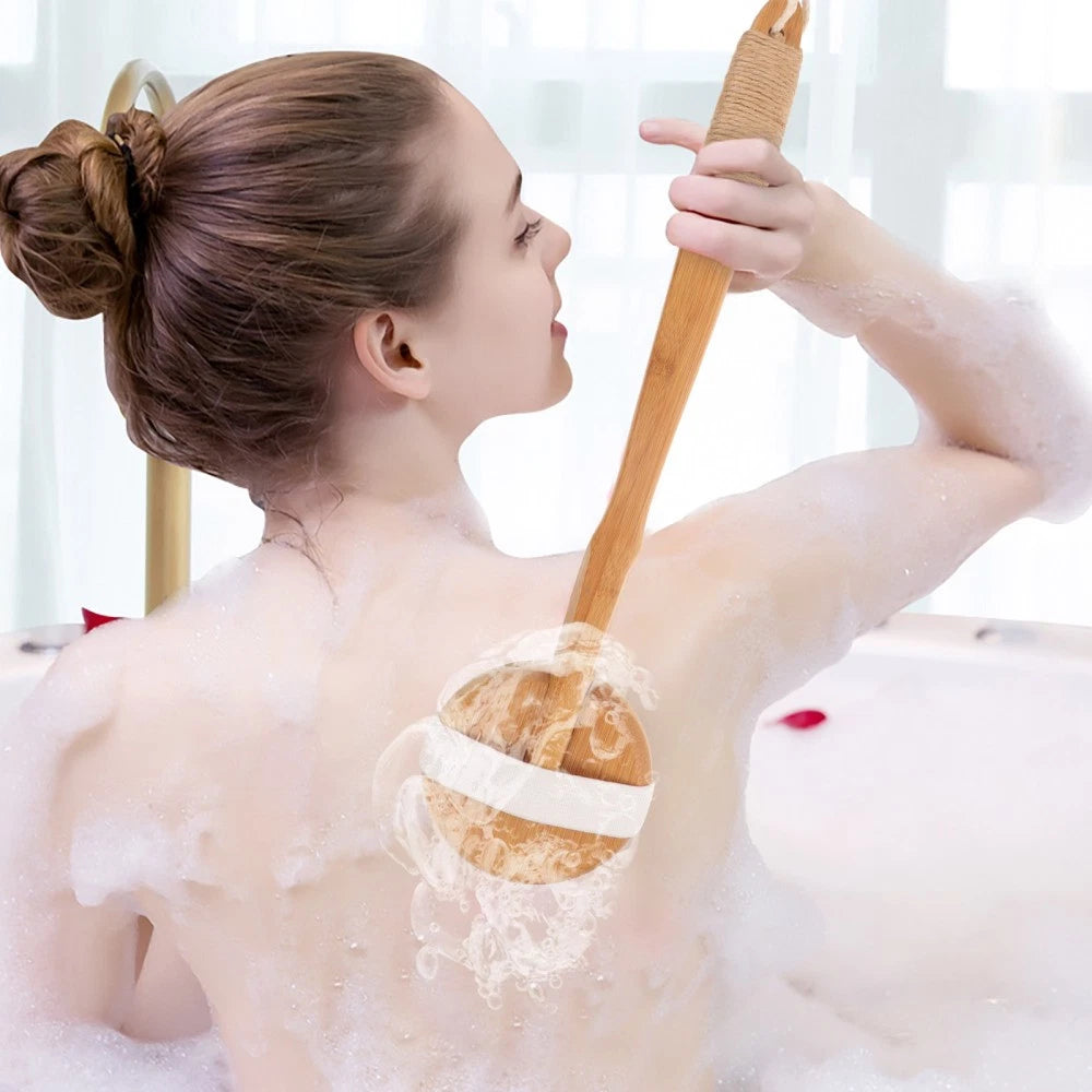 Removable Bath Brush Elderly Back Scrubber for Shower Exfoliating