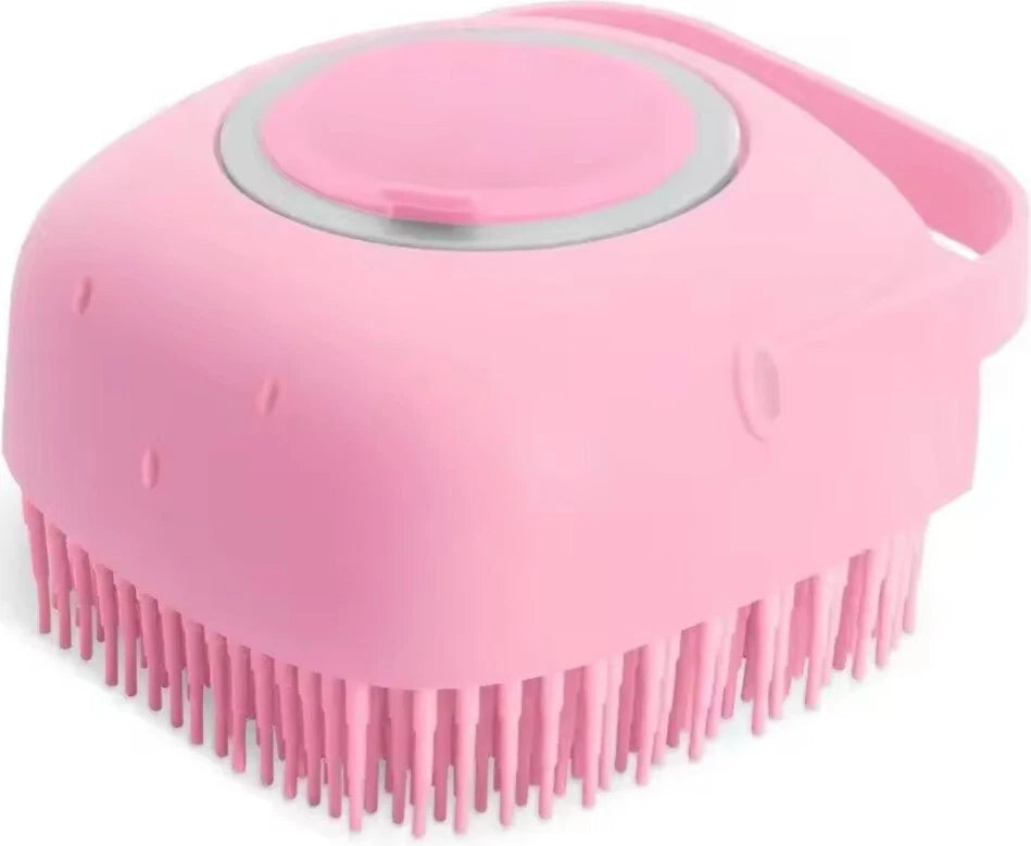 Silicone Pet Brush Massage Bath Brush for Dogs Cat Scrubber Shampoo Dispenser UK