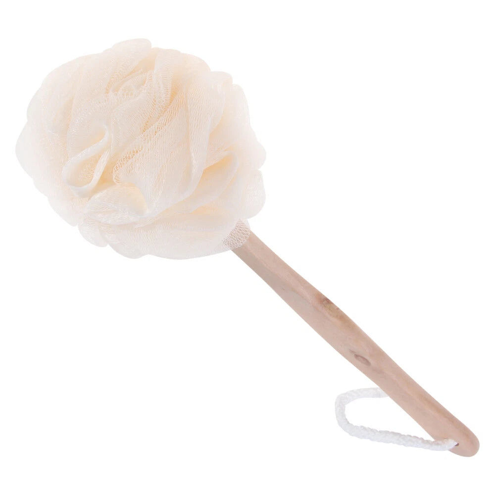 Back Wash Loofah Sponge Stick Bum Scrubber for Shower Mesh Bath Brush Pouf Man