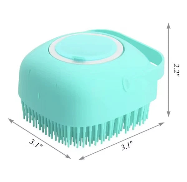 Silicone Pet Brush Massage Bath Brush for Dogs Cat Scrubber Shampoo Dispenser UK