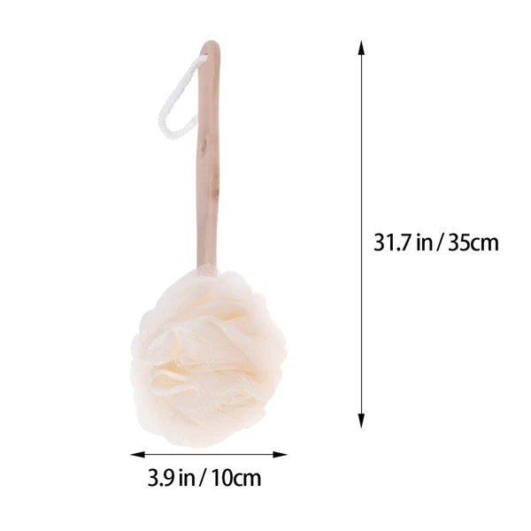 Back Wash Loofah Sponge Stick Bum Scrubber for Shower Mesh Bath Brush Pouf Man