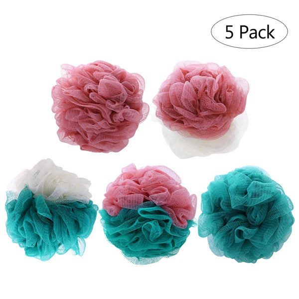 FRCOLOR 5pcs Bath Shower Balls Pouf Loofah Full Lather Exfoliating Mesh Brush