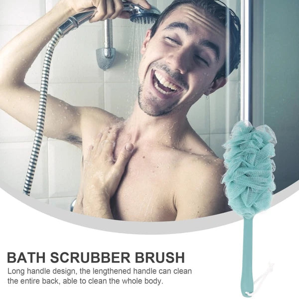 Bath Scrubber Brush Long Handle Shower Body Sponges Back Nylon Mesh Brush for