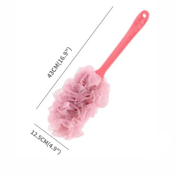 Long Handle Bath Brush - Soft Mesh Back Scrubber Shower Loofah Body Puff