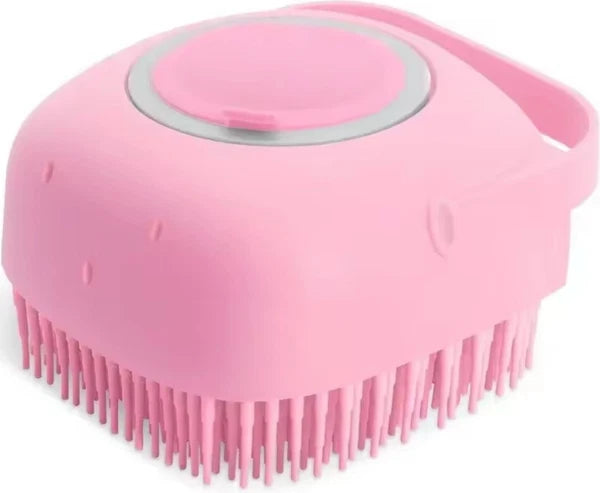 Silicone Pet Brush Massage Bath Brush for Dogs Cat Scrubber Shampoo Dispenser UK