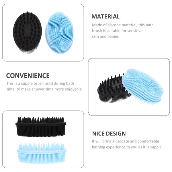 2 Pcs Bath Brush Baby Man Shower Scrubber Removable Silicone Body
